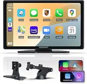 Wonsidary 9" Carplay Screen for Car,Wireless/Wired Apple CarPlay,Android Auto and Mirror Link,IPS Touch Screen Portable Car Stereo with Light Sensitive,Bluetooth Audio,Siri,Navigation for All Vehicles