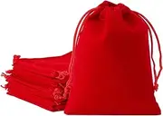 Tendwarm 20Pcs 3x4 Inches Red Velvet Gift Bags With Drawstrings for Christmas Party Wedding Favors