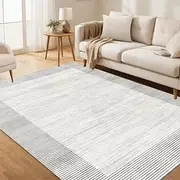 [Generic] Area Rugs Living Room,Washable Rug, Modern Abstract Large Rug, Soft Non Slip Neutral Rugs Stain Resistant Indoor Carpet for Bedroom Table, Office Rugs(Dark Gray,270x360cm)