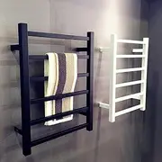 Heated Towel Rail Heated Towel Radiator, Square Electric Towel Rack Matte Black and White Optional Wall Mounted for Home Bathroom Luxurious Hotel,Black