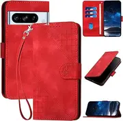 Case for Google Pixel 8 Pro PU Leather [Stand Function] [Card Slot] [Butterfly Embossing] Mobile Phone Case Leather Flip Case Card Slot Flip Cover for Pixel 8 Pro Mobile Phone Case - Red