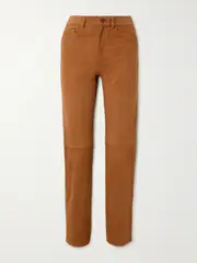 [BLAZÉ Milano] BLAZÉ Milano - Viva Paso Paneled Suede Straight-leg Pants - Tan - 1 1 Brown