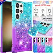 For Samsung S25 S24 S23 S22 S21 S20 FE Ultra S10 Case Clear Liquid Glitter Cover