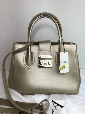 Furla Metropolis 941858 B BMN3 ARE Leather Satchel Gold $428