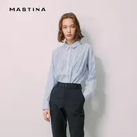 在飛比找蝦皮商城優惠-【MASTINA】直條紋顯瘦-女長袖襯衫 條紋 藍 灰(兩色