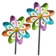 Metal Wind Spinners Outdoor, 360° Wind Sculpture Spinner with A- Colourful 2pc
