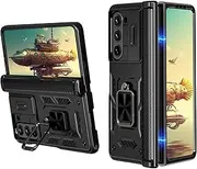 [Ysnzaq] Armor Case for Samsung Galaxy Z Fold 6 With Kickstand & Slide Camera Lens Cover, [Hinge Protection] Rugged Military Grade Shockproof Protective Cover for Samsung Galaxy Z Fold6. RJ-Black