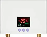 Daseeme Instant Water Heater 3KW Mini Electric Tankless Water Heater Wall-Mounted with LED Display 3-Level Temperature Adjustment Remote Control for Home Kitchen Bathroom