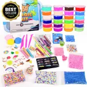 DIY Slime Kit - 24 Non-Sticky Slimes,100+ Accessories in Gift, Galaxy & Unicorn