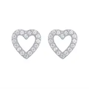 Open Heart Stud Earrings in Sterling Silver