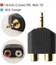 2X 3.5mm 1/8 Inch Stereo AUX Male TRS to Two RCA Female Audio Heads Adapter 2RCA