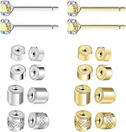 AoedeJ Flat Earring Backs Replacements Locking Pin Backs Earring Lifters Backs for Earrings Gold Earring Backs for Studs Earrings Backs (Gold/Silver)