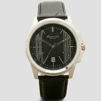 在飛比找Yahoo!奇摩拍賣優惠-全新美國品牌 Kenneth Cole 黑色錶面皮革錶帶帥氣