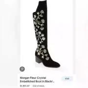 Christian Louboutin Morgan Fluer Crystal Velvet Tall Boots W/Box and dust bags