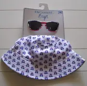 Enchante Boys 2 Pc RWB Hat and Sunglasses Set OS One Size