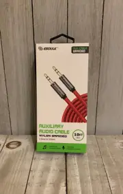 NEW 10 ft Braided Nylon Audio Tangle Free Audio Cable, 3.5mm Red