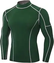 [Abigprofit] High Collar Thermal Underwear for Men Thermo Shirt Quick Dry Compressed Underwear Green M