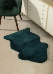 British Teal Sheepskin Rug Clipped Shorn Handmade Lambskin Chair Pram Liner