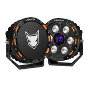 Lightfox 7" Osram Laser LED Driving Lights Black Round Offroad Truck SUV 4x4