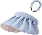 [Ｗoowayo] Wide Brim Hat Sun Visor Caps for Women,can be Rolled up to be a Headband,Beach Cap Casual Sun Hat Summer UV Protection (Beige)