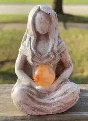 Goddess Mini Sphere Holder Cold Cast 3.25 Inch - Fire QuartzMini Sphere Included