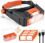 Headband Magnifier with Light, Rechargeable Magnifying Glasses for Close Work, 1