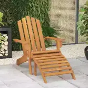 Garden Adirondack Chair with Footrest Solid Acacia Wood