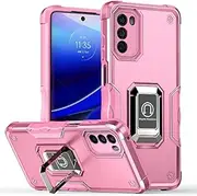 [Joie & Joho] Compatible with Motorola Edge+ 6.7" 2022, Motorola Edge Plus, Motorola Edge 30 Pro with Built-in Kickstand Rugged Hybrid Ultra Thin Shockproof Anti-Scratch Cover Pink