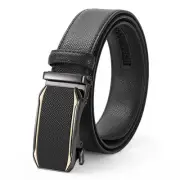 Men's Leather Ratchet Belt, Automatic Ratchet Buckle, 1.38 inch Width, Black,...