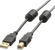 Elecom U2C-BF10BK USB Cable, B 2.0, USB A Male to USB B Male, Includes Ferrite Core, 3.3 ft (1 m), Black