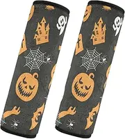 Car Seat Belt Pads Covers 2 Piecing Breathable Car Safety Seat Belt Strap Shoulder Pad Backpack Shoulder Strap Pad Cover Car Accessories for Adults Youth Kids M Halloween Symbol