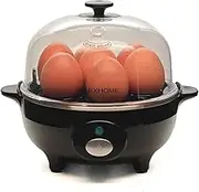ALEX HOME Rapid Egg Cooker, 7 Capacity, Soft Medium Hard Boiled Eggs, Poacher & Omelet Maker, Auto Shut-Off & Buzzer, Easy Clean – Black