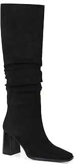 [mikarka] Suede Knee High Boots Women Slouchy Tall Boots for Women Square Toe Chunky Block High Heel 2024 Fall Boots Slip-On Long Boots