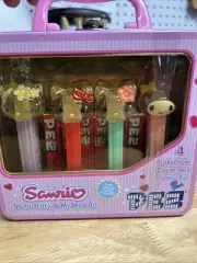 Sanrio Hello Kitty My Melody 4 Crystal PEZ Dispensers Collectible Tin Lunch Box