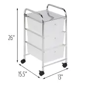 Honey-Can-Do Chrome 3-Drawer Rolling Storage Cart with Clear Bins