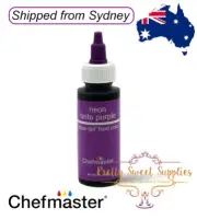 NEON BRITE PURPLE Chefmaster Gel Colour 2.3oz Cake Fondant Buttercream Icing