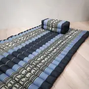 Roll Up Foldable Meditation Yoga Mat with Pillow Block Set Blue Elephant