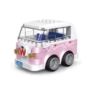 Building Blocks Decool 26012 pink van pull back Sightseeing Car -NIB