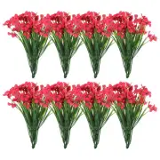 Artificial Flower Heads, Plastic Fake Plants Hydrangea Rose Red Faux 24Pcs