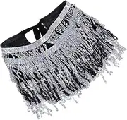 [AKOOSY] Sparkly Sequin Skirt for Women Elegant Tassel Dance Hip Scarf Flexible for Rave Festival Parties Dance Performances Stylish Cowgirl Look