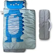 Toddler Nap Mat Set with Removable Pillow - Ultra Soft Slumber Nap Mats for Preschool, Roll-Up Toddler Sleeping Bag for Preschool & Daycare - 50"x20" Cozy and Portable (Baby Dinosaur)