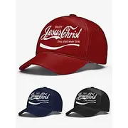 Religious Printed Baseball Cap with 'Enjoy Jesus Christ Thou Shalt Never Thirst' Design, Adjustable Christian Hat for Men and Women, Perfect for Casual Wear, C