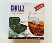 NEW Chillz Ice Ball Maker Mold Black Flexible Silicone Ice Tray - Molds 4 X 4.5