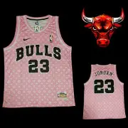 CHICAGO BULLS NBA PINK AND WHITE MICHAEL JORDAN 23 JERSEY SIZE LARGE