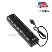7-Port USB 2.0 Hub + High Speed Adapter ON/OFF Switch For Laptop PC Mac - NEW