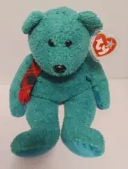 TY 14" Green beanie baby Wallace bear plush with tags*FREE SHIPPING*