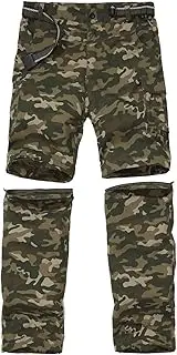 [JOMLUN] Boy’s Scout Pants Convertible Hiking Quick Dry Zip Off Pants Outdoor Climbing Casual Trouser Kids Youth Cargo Pants, Camo Green, 16-18 Years