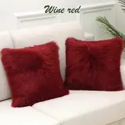 1Pcs Shaggy Fluffy Cover Pillow Covers Cushion Cover Pillowcase Soft Fur Plush 45x45cm wine red