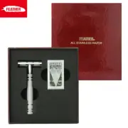 Feather AS-D2 Stainless Razor with 5 Hi-Stainless Double Edge Blades Shaving Set