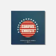 Corpus Christi USA 4'' X 4'' Square Wooden Coaster